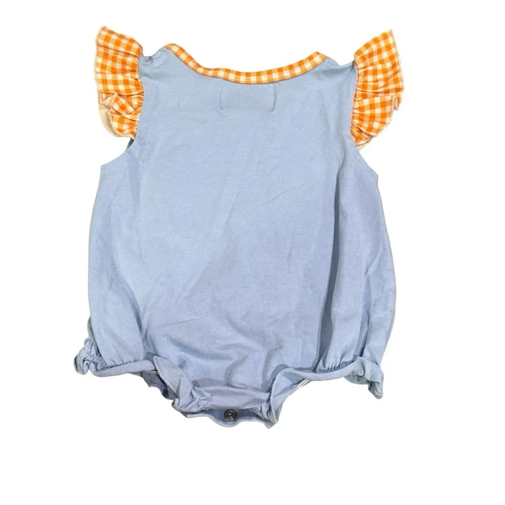 Magnolia Smocking Company Bubble Romper 3-6M Puppies Pumpkins Fall Gingham